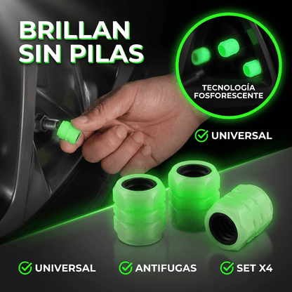 Tapas de Válvula Fluorescentes Universales - Rines que brillan solos en la oscuridad